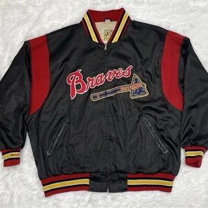 Milwaukee Braves 1957 Mitchell & Ness Vintage Satin Jacket Men Size 60 3XL Black